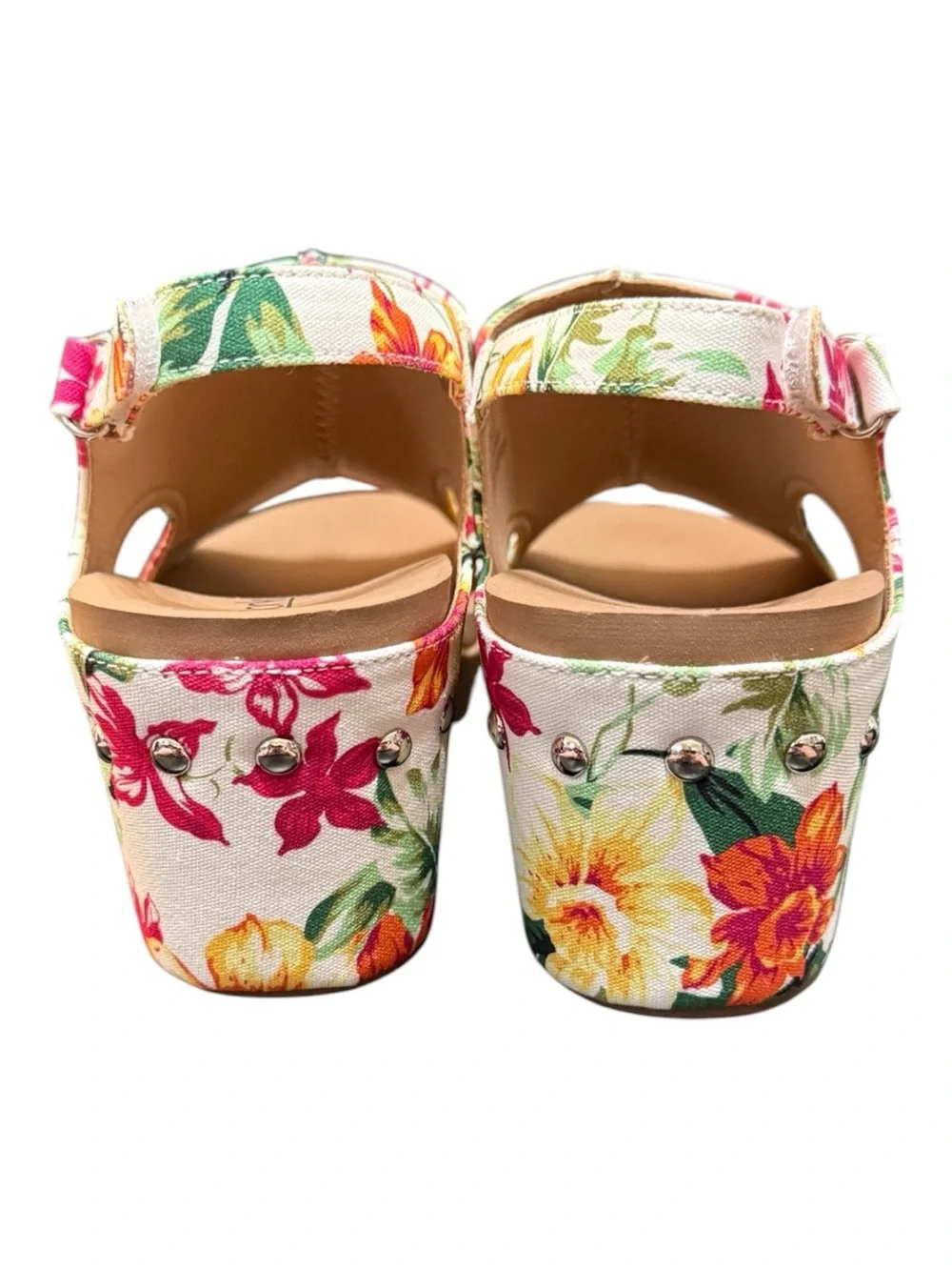 Corkys Carley White Floral Cork Wedge Sandals Size 10 NIB
